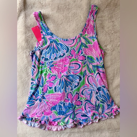 NWT Lilly Pulitzer Ruffle Pajama Tank Top Size S - Picture 6 of 10